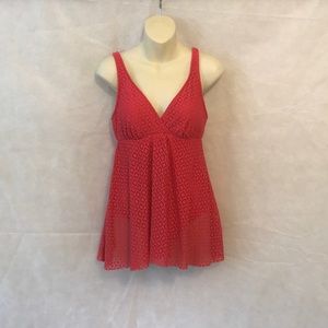 Coral color V-neck swimming suit size 8